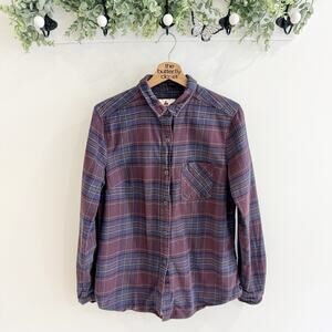 American Giant Long Sleeve Flannel Purple and Blue Size Medium J4751